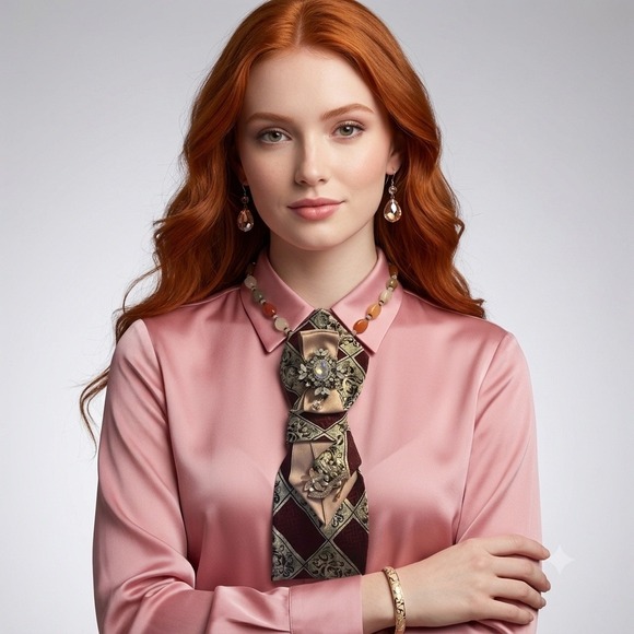 Premier Designs Jewelry - Premier Designs Jewelry Set Handcrafted Necktie Necklace Brooch Earrings Bangle